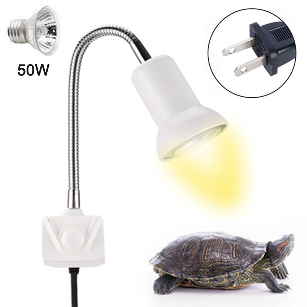 Reptile Heat Lamp Sun Lamp with Adjustable Holder Clamp Lamp with Switch Turtle Basking Spot Light with 360°Rotatable Arm Power Adapter for Lizard Turtle Snake Amphibian Animals & Pet Supplies > Pet Supplies > Reptile & Amphibian Supplies > Reptile & Amphibian Food Miruku 50W  