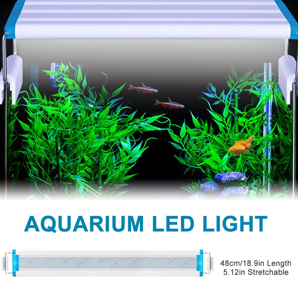 Aquarium LED Light 38Cm/14.96In Fish Tank Light 5.12In Extendable Brackets White Blue Leds for Freshwater Planted Tanks Animals & Pet Supplies > Pet Supplies > Fish Supplies > Aquarium Lighting Lixada US Plug XL White 