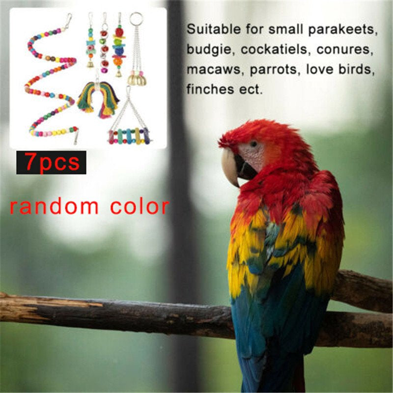 Cabina Home Bird Parrot Toys, 7 Packs Beaks Metal Rope Small Parrot Cage Bird Toys Animals & Pet Supplies > Pet Supplies > Bird Supplies > Bird Toys Aousthop   