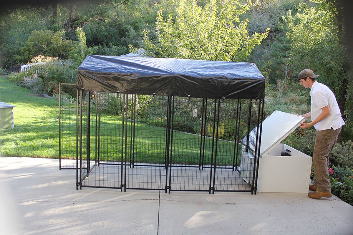 K9 Condo 4' X 8' Dog Run with Insulated Cube Dog House Combination-Basic Animals & Pet Supplies > Pet Supplies > Dog Supplies > Dog Kennels & Runs Cove Products   