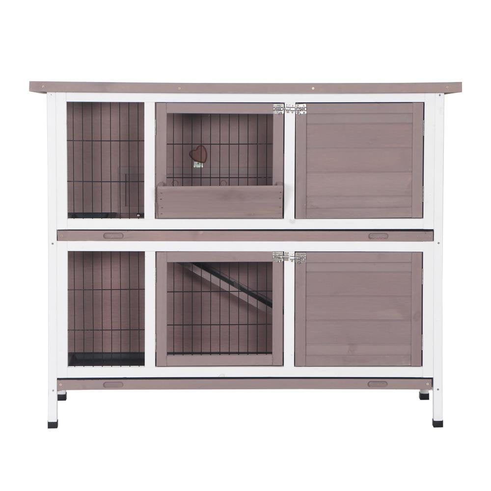 Ktaxon 48" 2 Tiers Wooden Chicken Coop Rabbit Hutch Bunny Cage Wooden Small Animal Habitat with Tray Camel