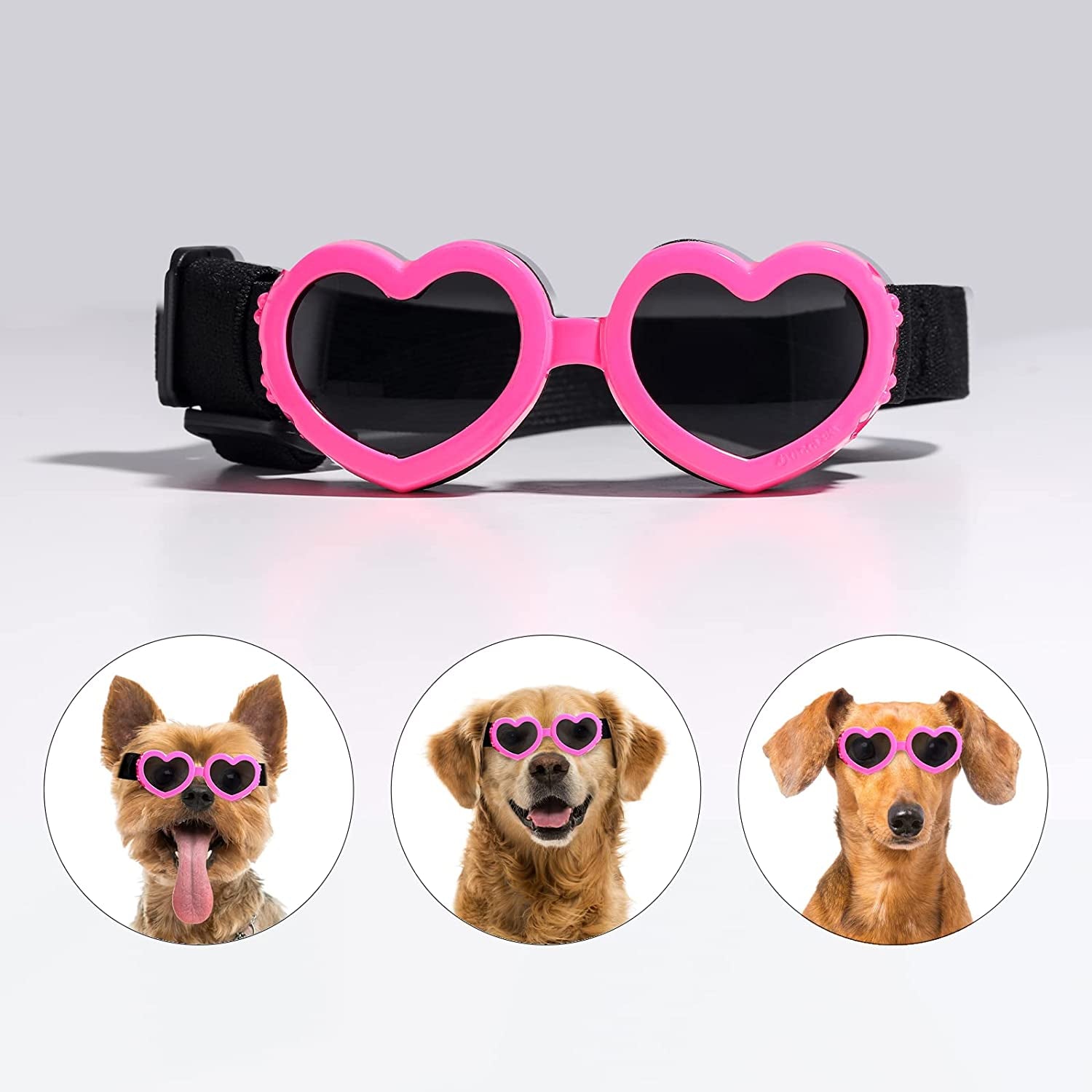 NVTED Small Dog Goggles UV Protection Doggy Sunglasses, Eye Wear Protection with Adjustable Strap Waterproof Dogs Pet Sun Glasses Animals & Pet Supplies > Pet Supplies > Dog Supplies > Dog Apparel NVTED Pink  