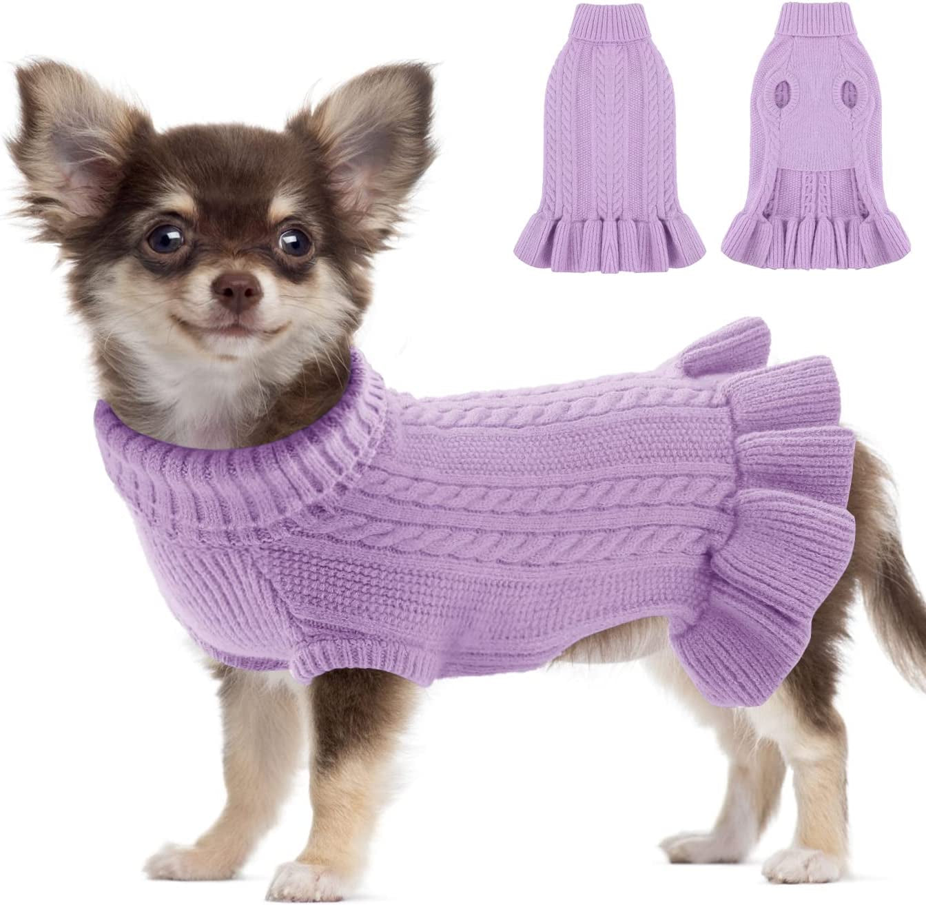 ALAGIRLS Winter Small Dog Christmas Sweater Cat Clothes,Cute Puppies Girls Turtleneck Pullover Dress,Teacup Dog Chiwawa Thick Pet Apparel,Hazeblue S Animals & Pet Supplies > Pet Supplies > Dog Supplies > Dog Apparel ALA Purple XX-Large 