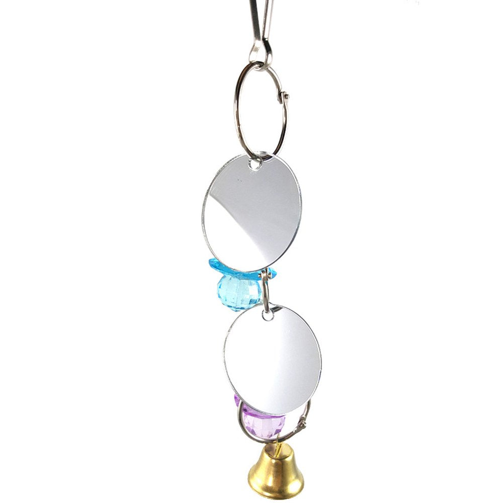 SPRING PARK Bird Mirror Toy Parrot Hanging Anti-Shatter Mirror Fun Play Toy with Bells for Parakeet Cockatiel Conure Budgie Lovebird Cockatoo Canary Finch Cage Accessories Animals & Pet Supplies > Pet Supplies > Bird Supplies > Bird Toys SPRING PARK   
