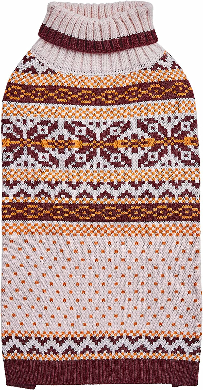 Blueberry Pet Artisan Chic Turtleneck Fair Isle Fall Winter Pullover Dog Sweater in Beige, Back Length 10", Warm Clothes for Small Dogs Animals & Pet Supplies > Pet Supplies > Dog Supplies > Dog Apparel Blueberry Pet Dog Sweater - Chic Beige 14 inch (Pack of 1) 