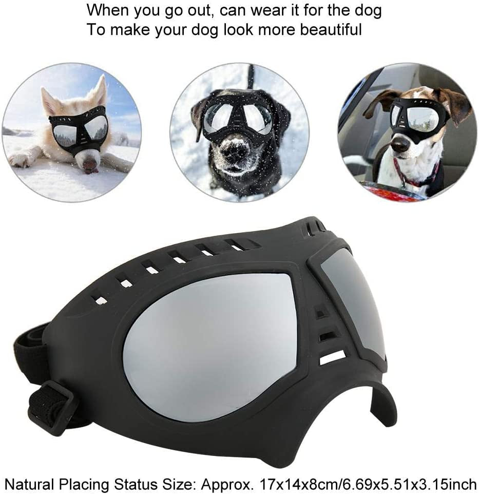 TOPINCN Dog Goggles Eye Protection Soft Frame Dog Puppy UV Goggles Waterproof Windproof Sun Glasses with Adjustable Strap(Black) Animals & Pet Supplies > Pet Supplies > Dog Supplies > Dog Apparel TOPINCN   