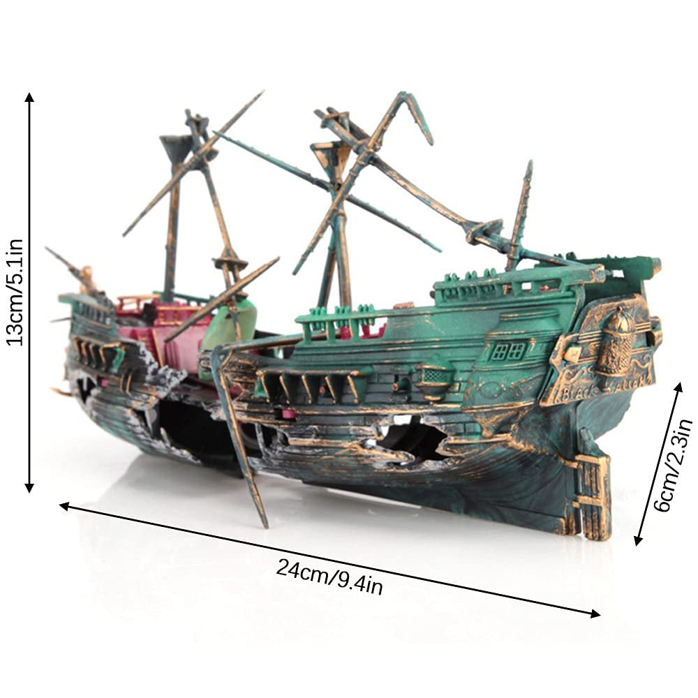 VATENIC Aquarium Pirate Ship Shipwreck Decorations Aquarium Fish Tank Ornaments Home Landscaping Decor