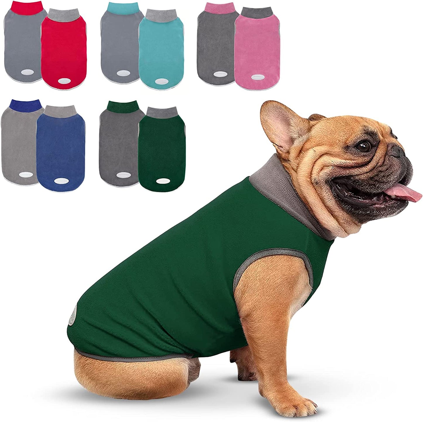 Cyeollo 2 Pack Small Dog Fleece Sweater Stretchy Pullover Sweatshirt Boy Dog Sweatshirt with Reflective Stripe Pet Blue Dog Clothes Dog Sweaters Turquoise & Grey Animals & Pet Supplies > Pet Supplies > Dog Supplies > Dog Apparel cyeollo Green & Grey X-Large 