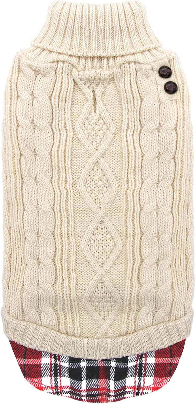 KYEESE Medium Dog Sweaters with Leash Hole Doggie Pullover Sweater Knitwear Knit Warm Pet Coat for Fall Winter Animals & Pet Supplies > Pet Supplies > Dog Supplies > Dog Apparel kyeese Beige Large (Pack of 1) 