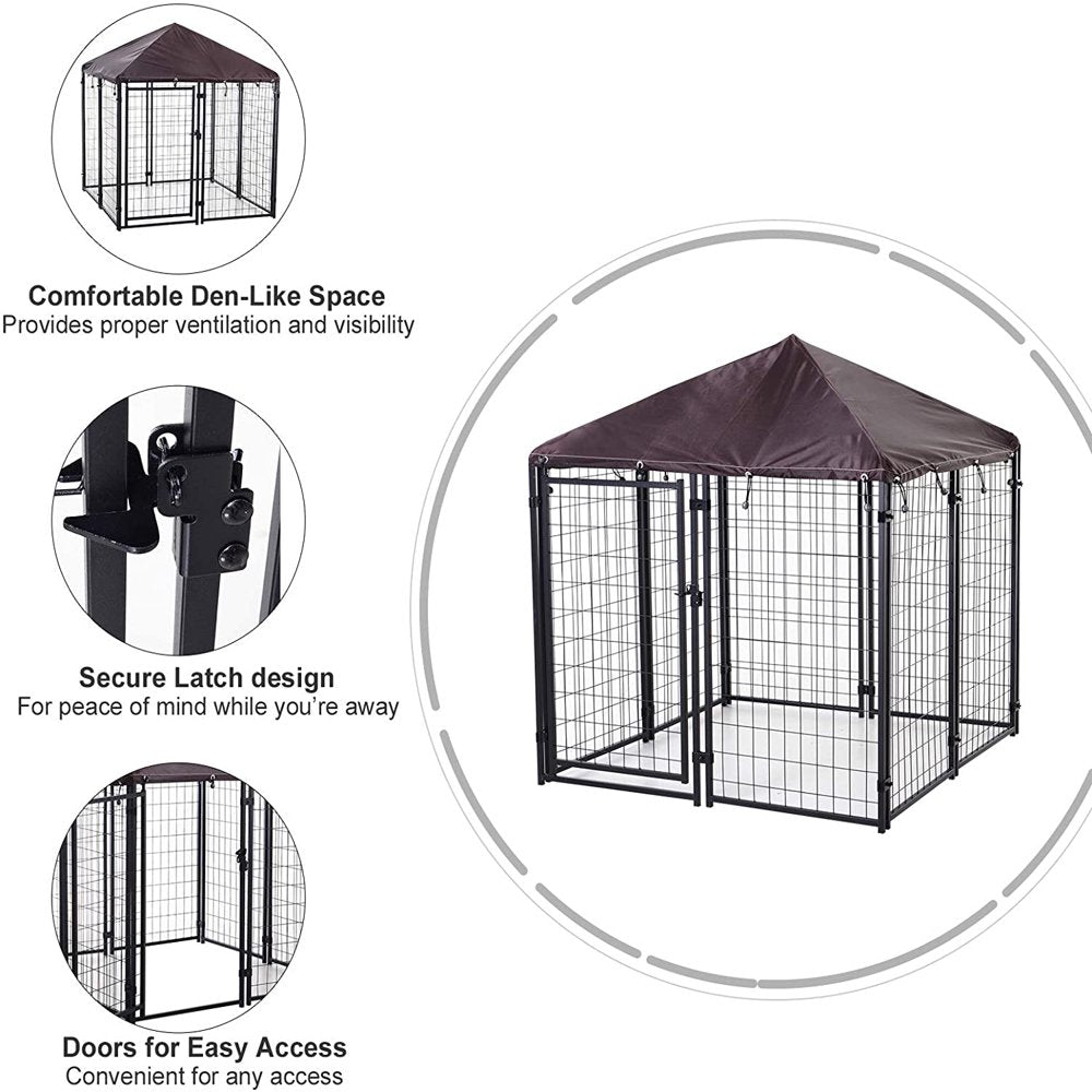 Pawhut Lockable Dog House Kennel with Water-Resistant Roof for Small and Medium Sized Pets, 4.7' X 4.7' X 5' Animals & Pet Supplies > Pet Supplies > Dog Supplies > Dog Houses Aosom LLC   