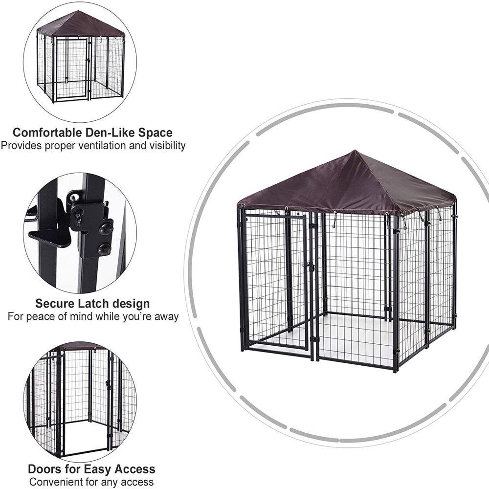 Pawhut Lockable Dog House Kennel with Water-Resistant Roof for Small and Medium Sized Pets, 4.7' X 4.7' X 5' Animals & Pet Supplies > Pet Supplies > Dog Supplies > Dog Kennels & Runs Aosom LLC   