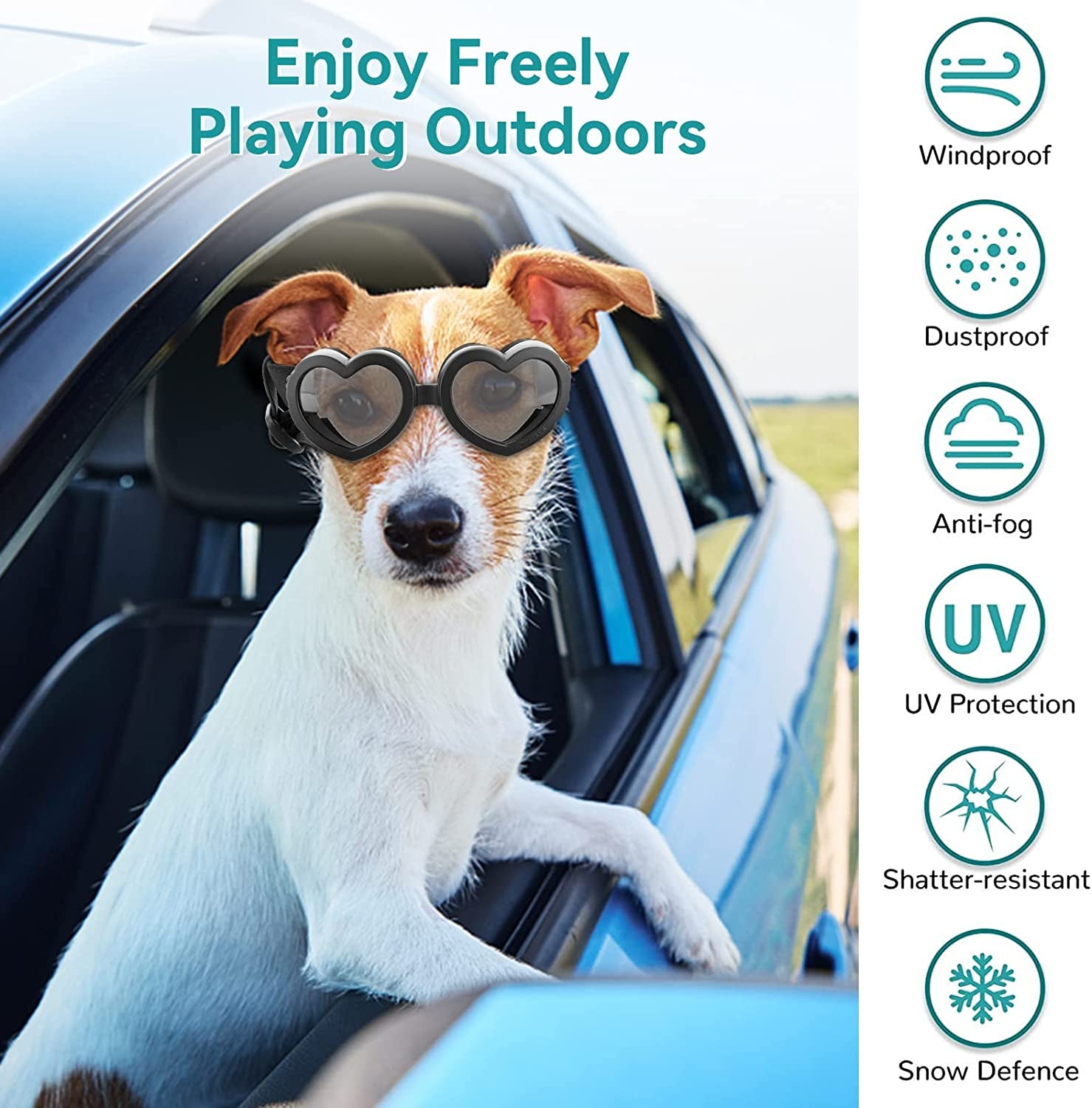 Cobee Puppy Sunglasses, Cute Dog Goggles Adjustable Strap Pet Glasses Small Dog Sunglasses Pet Dog Heart Shaped Anti-Fog Sunglasses Waterproof Windproof UV Protective Glasses for Dogs and Cats Animals & Pet Supplies > Pet Supplies > Dog Supplies > Dog Apparel Cobee   