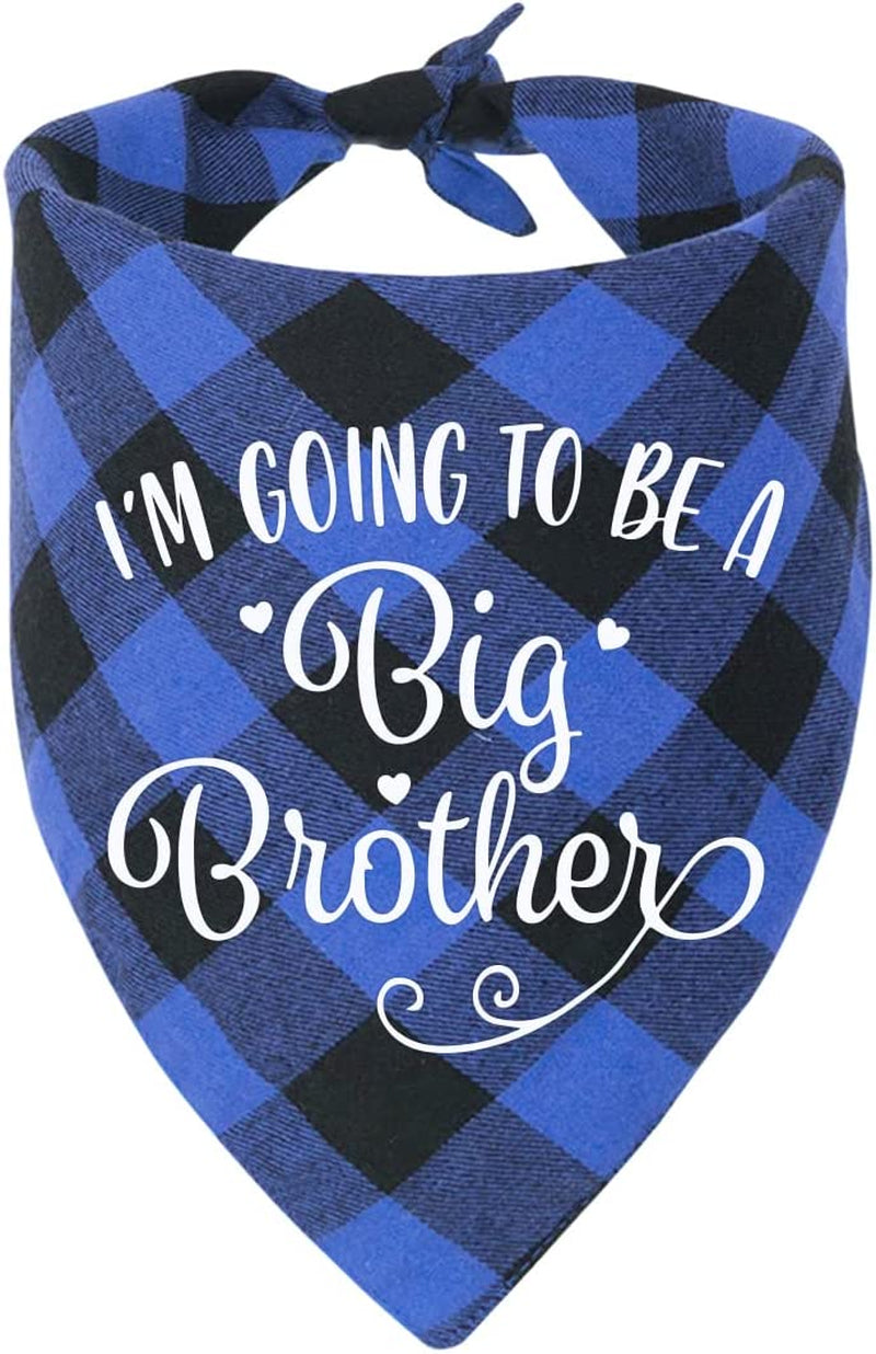 NC YHTWIN I'M Going to Be a Big Brother Dog Bandanas, Pet Baby Bulletin Plaid Dog Scarf, Gender Revealing Photo Props, Pet Dog Photo Props Accessories Animals & Pet Supplies > Pet Supplies > Dog Supplies > Dog Apparel YHTWIN   