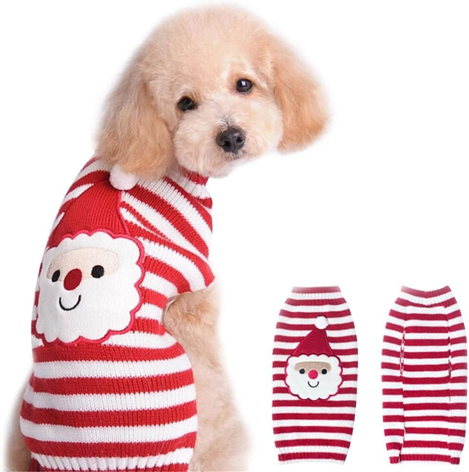 NIULA Dog Snow Sweaters Snowman Sweaters Xmas Dog Holiday Sweaters New Year Christmas Sweater Pet Clothes for Small Dog and Cat(Snowman,S) Animals & Pet Supplies > Pet Supplies > Dog Supplies > Dog Apparel Cuteboom 4-Santa Claus Small 