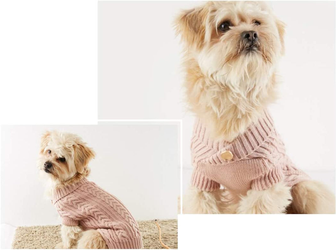 Classic Cable Knit Pet Dog Cat Sweater Warm Dog Sweater Small Dog Sweaters Pet Sweater Dog Winter Clothes (M, Pink) Animals & Pet Supplies > Pet Supplies > Dog Supplies > Dog Apparel yunqi   