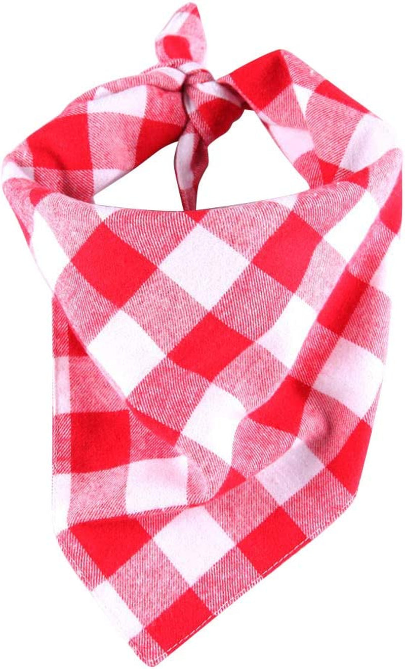 YAKA Pet Dog Bandana Triangle Bibs Scarf, Double-Cotton Plaid Printing Kerchief Set Accessories for Small and Medium Dog (Large/Neck Circumference Suitable9.8-19Inch, Pink and White Lattices) Animals & Pet Supplies > Pet Supplies > Dog Supplies > Dog Apparel YAKA Pink and White lattices Small/Neck Circumference Suitable 8.6-15inch 