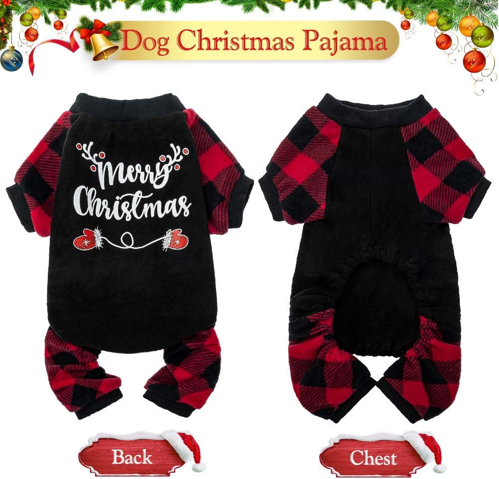 Christmas Dog Pajamas - Soft Comfortable Dog Sweater Warm Pet Winter Clothes Classic Plaid Puppy Pajamas, Medium Animals & Pet Supplies > Pet Supplies > Dog Supplies > Dog Apparel MR. Eazy   