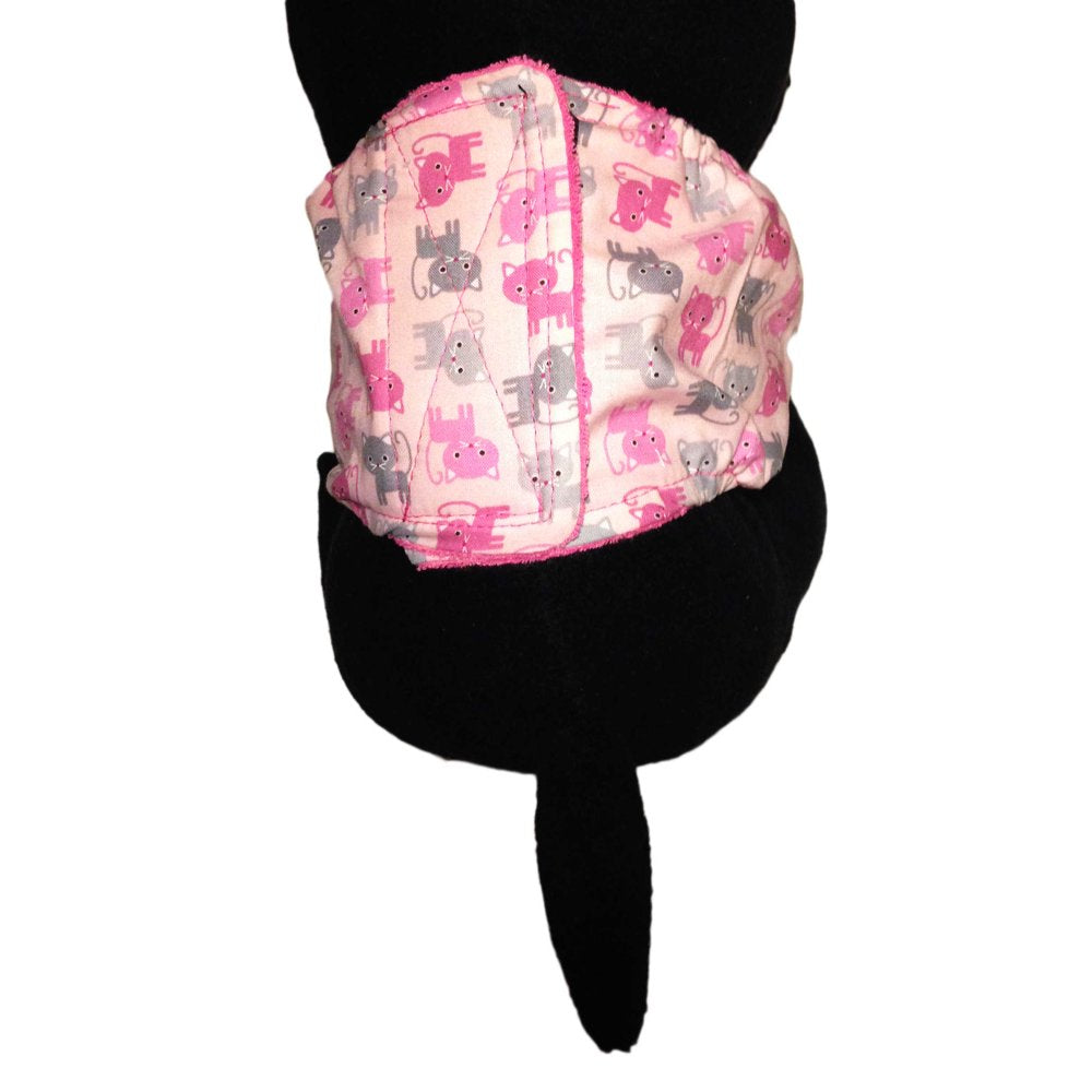 Barkertime Pink Kitty Washable Dog Belly Band Male Wrap - Made in USA Animals & Pet Supplies > Pet Supplies > Dog Supplies > Dog Diaper Pads & Liners Barkertime   