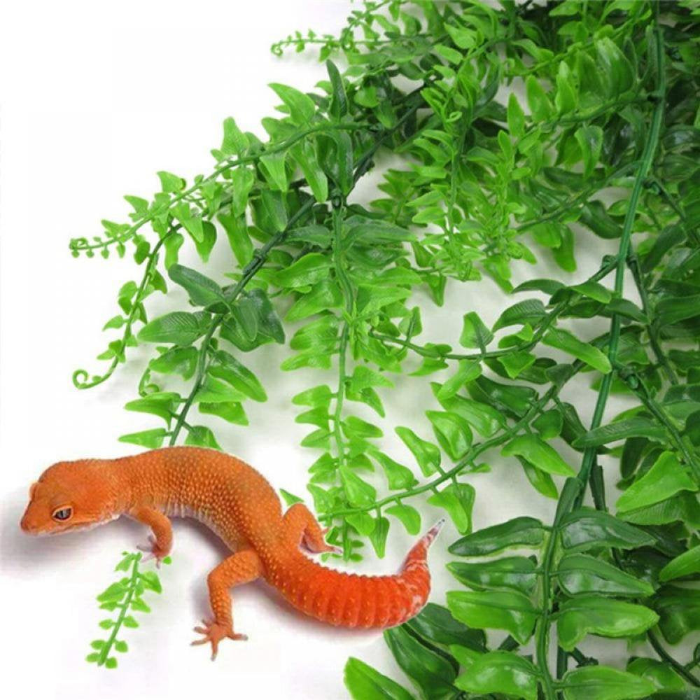 Clearance! Reptile Plants, Amphibian Hanging Plants with Suction Cup for Lizards, Geckos, Bearded Dragons, Snake, Hermit Crab Tank Pets Habitat Decorations