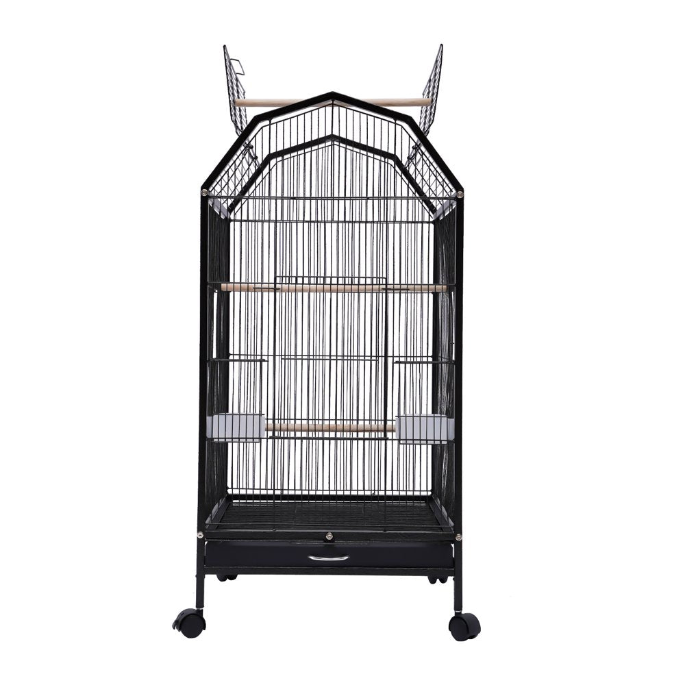 Miumaeov Parakeet Bird Cage with Stand Metal Pet Bird Flight Cages Large Finch Bird Cage for Conure Canary Parakeet Macaw Finch Cockatoo Budgie Cockatiels Parrot Pet House, Black Animals & Pet Supplies > Pet Supplies > Bird Supplies > Bird Cages & Stands Miumaeov   