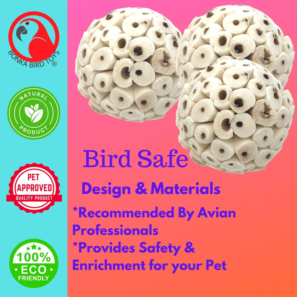 Bonka Bird Toys 1214 Pk3 Natural Sola Atta Ball Chew Shred Foraging Parrot Cockatiel Conure Quaker Caique Rabbits Guinea Chinchilla Bunny. Animals & Pet Supplies > Pet Supplies > Bird Supplies > Bird Toys Bonka Bird Toys   