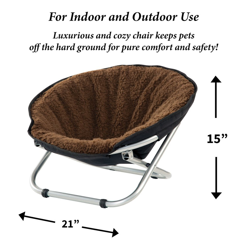 Folding Pet Cot Chair - Cat Bed, Brown Fleece Top Papasan Chair for Sm Animals & Pet Supplies > Pet Supplies > Cat Supplies > Cat Beds Etna   