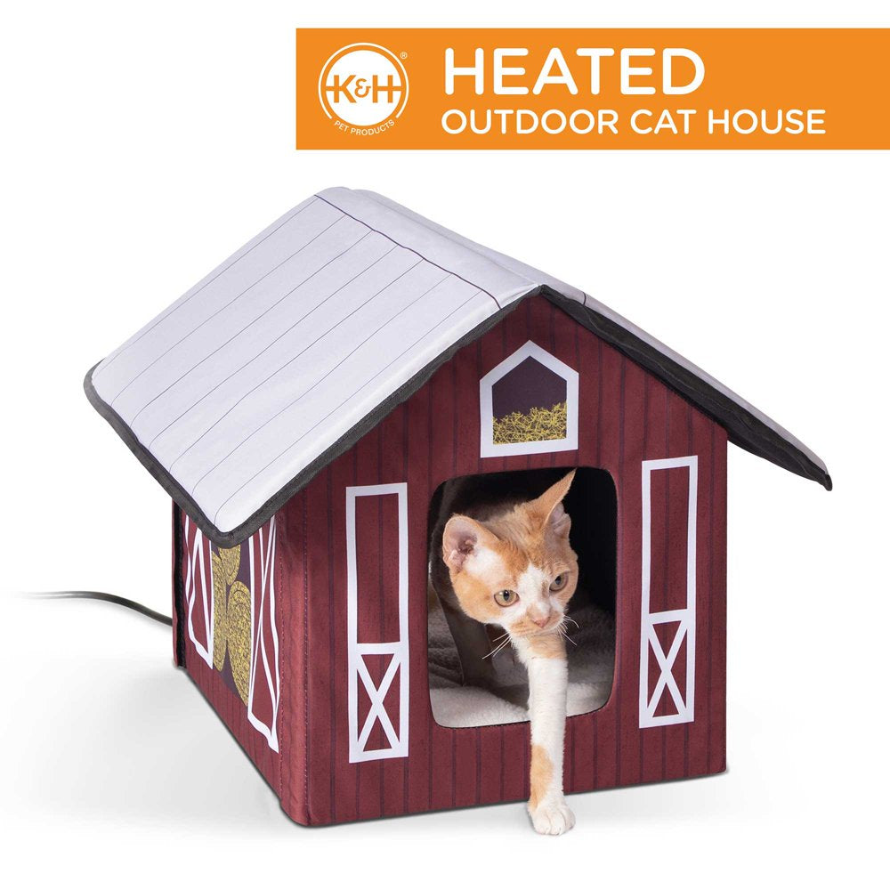 K&H Pet Products Outdoor Heated Kitty House Cat Shelter Olive/Black 19 X 22 X 17 Inches Animals & Pet Supplies > Pet Supplies > Dog Supplies > Dog Houses Central Garden and Pet Barn Design  