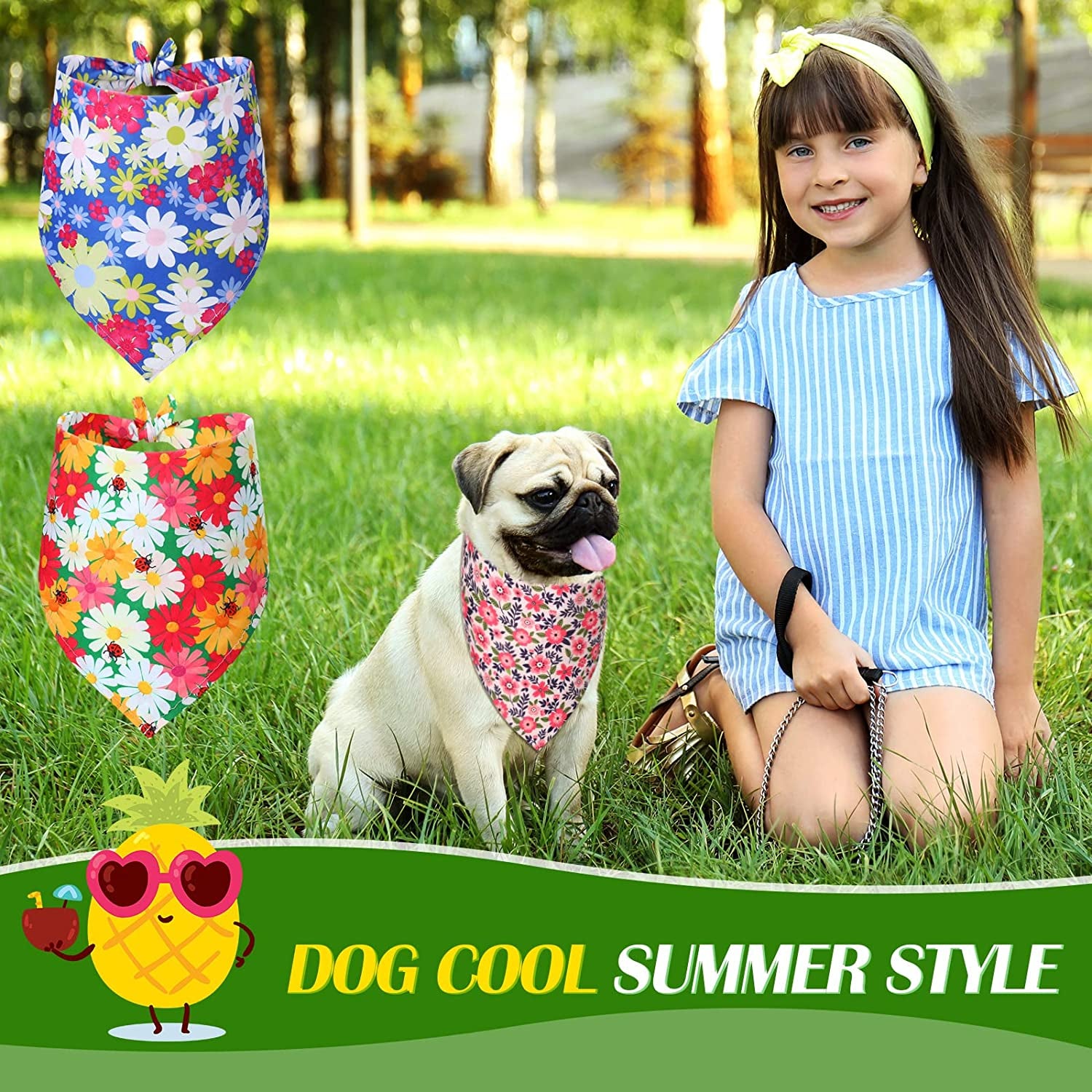 8 Pieces Summer Dog Bandanas Flower Print Reversible Triangle Bibs Floral Puppy Scarf Kerchief Accessories for Dogs Cats Pets (Cute Flower Patterns,Xl) Animals & Pet Supplies > Pet Supplies > Dog Supplies > Dog Apparel Weewooday   