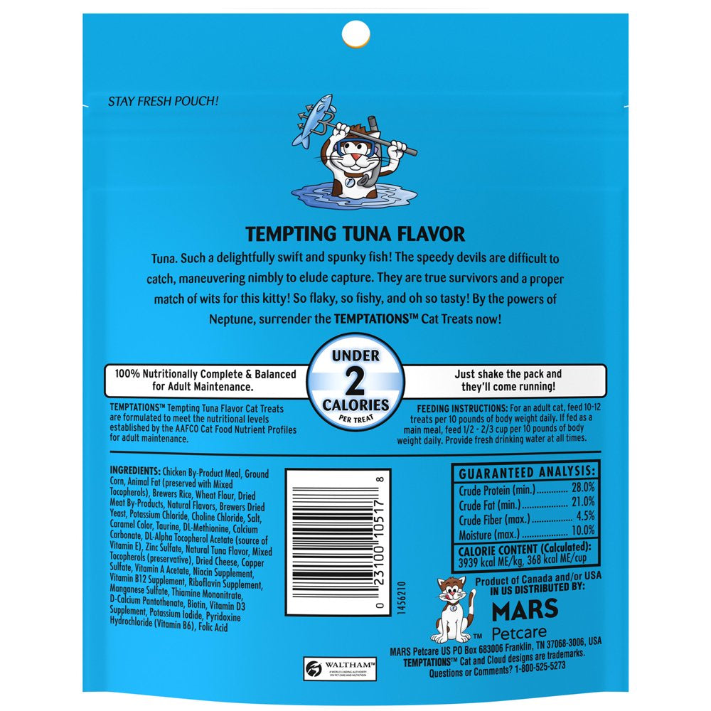 TEMPTATIONS Classic Crunchy and Soft Cat Treats Tempting Tuna Flavor, 6.3 Oz. Pouch Animals & Pet Supplies > Pet Supplies > Cat Supplies > Cat Treats Mars Petcare   