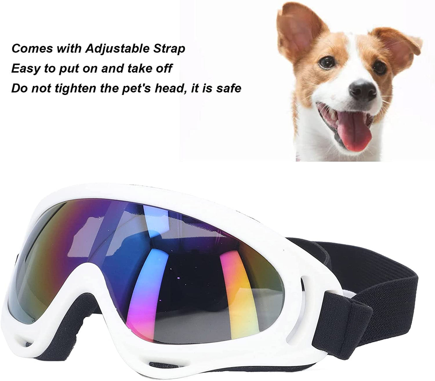 Dog Goggles, Dog Sunglasses, UV Protection, Windproof, Summer Outdoor Sun Protection, Eye Protection, Large Dogs(White) Animals & Pet Supplies > Pet Supplies > Dog Supplies > Dog Apparel MWDOCTOY   