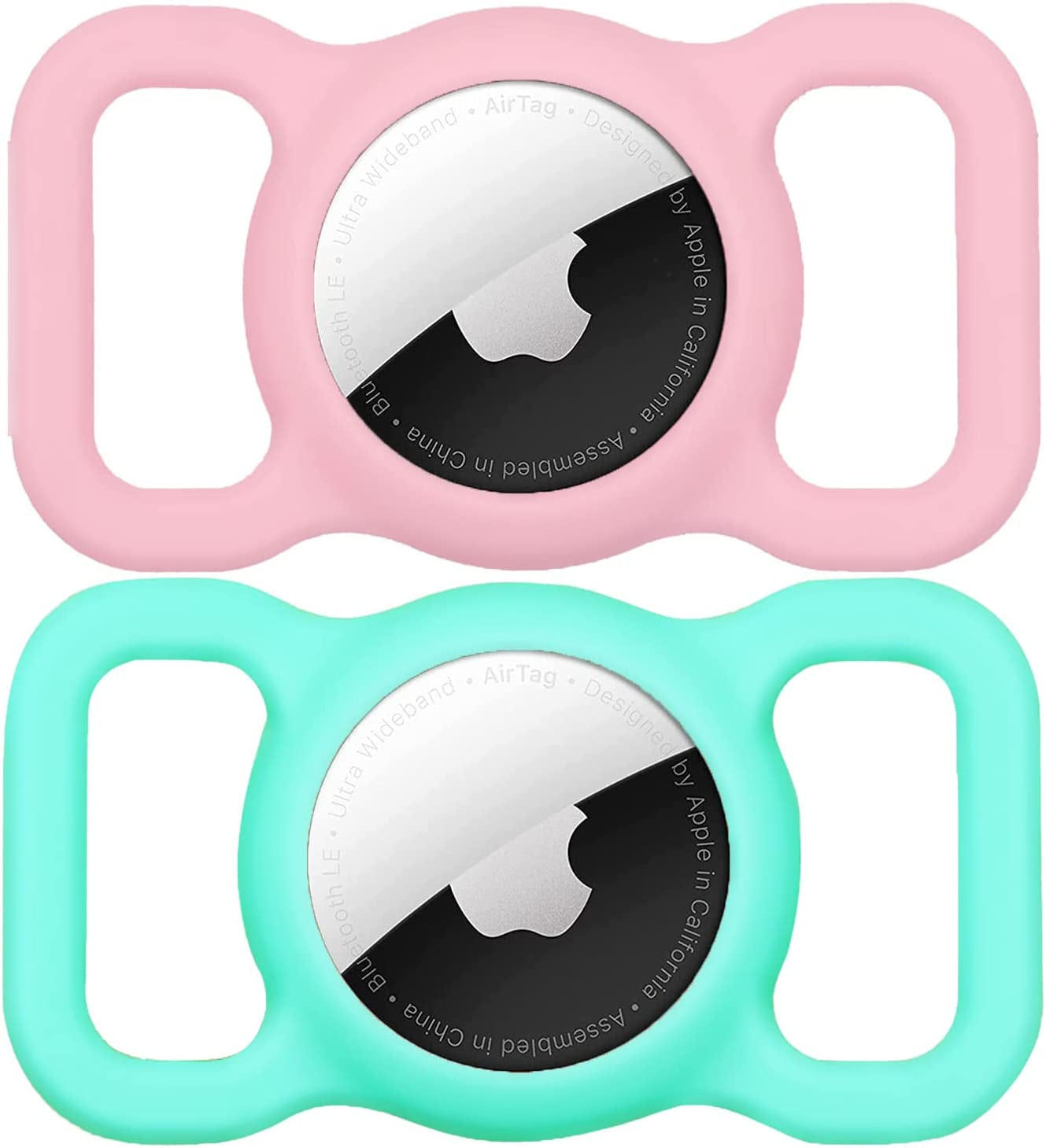 Airtag Dog Collar Holder(2 Pack) for Apple Airtags Anti-Lost Air Tag Holder Case Compatible with Cat Dog Collars (Black&White) Electronics > GPS Accessories > GPS Cases SWINCHO Mint Green&Pink  