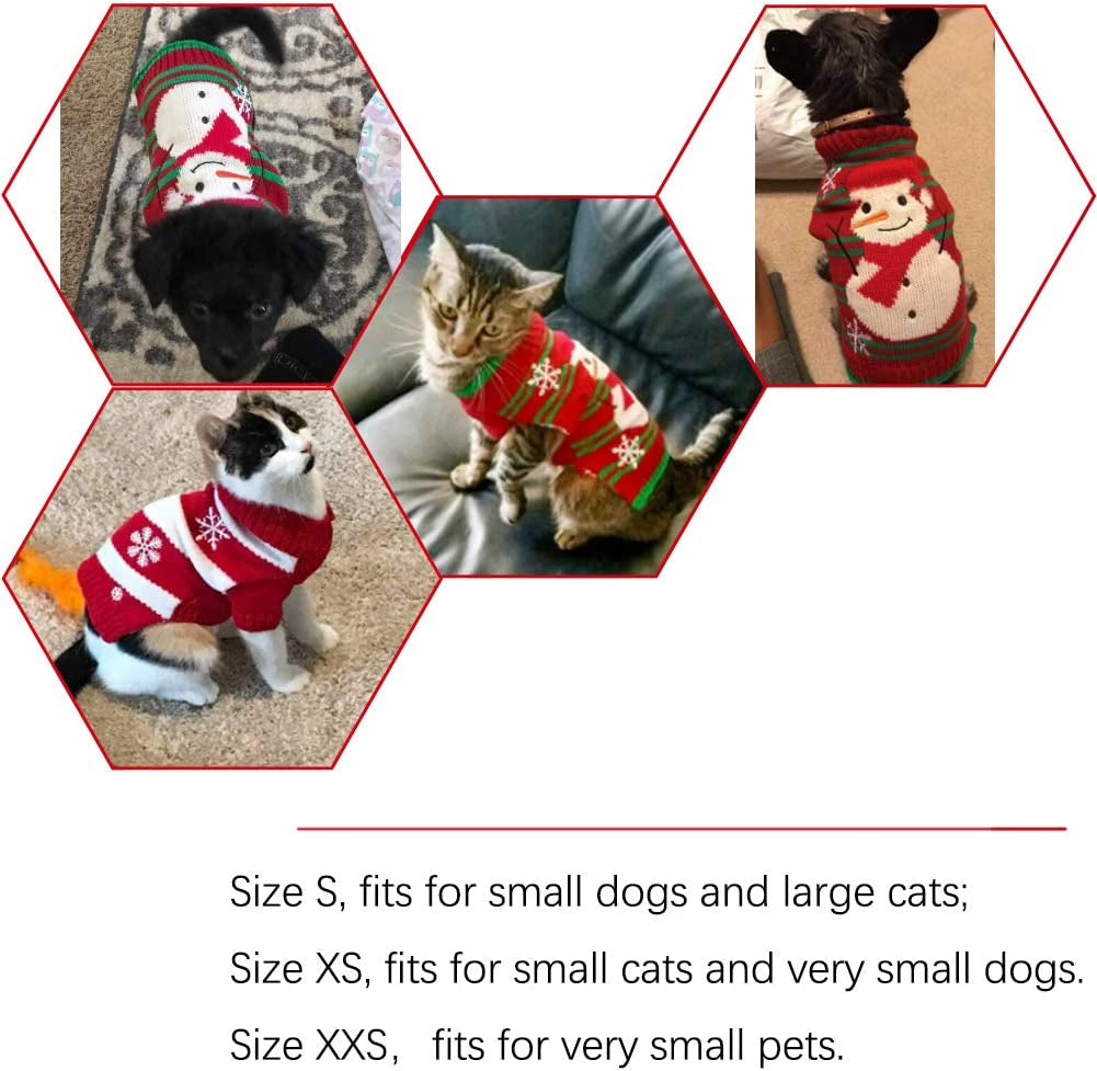 NACOCO Dog Snow Sweaters Snowman Sweaters Xmas Dog Holiday Sweaters New Year Christmas Sweater Pet Clothes for Small Dog and Cat(Snowman,S) Animals & Pet Supplies > Pet Supplies > Dog Supplies > Dog Apparel NACOCO   