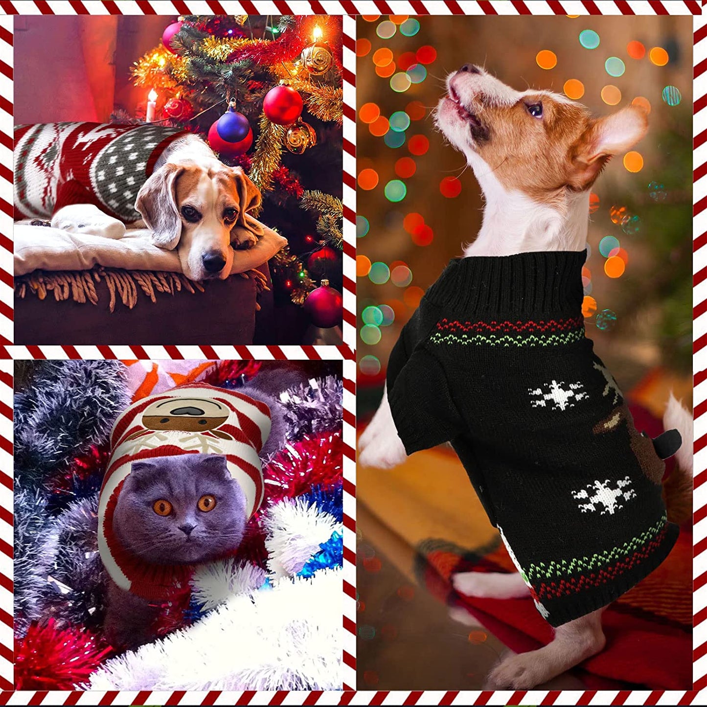 4 Pieces Dog Sweaters Christmas Halloween Dog Holiday Sweaters Puppy Snow Elk Reindeer Snowman Skull Elf Bats Pumpkins Turkey Heart Warm Cosplay Clothes (Cute Pattern, Small) Animals & Pet Supplies > Pet Supplies > Dog Supplies > Dog Apparel Frienda   