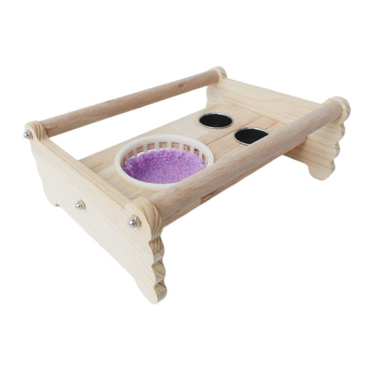 Parrot Perch Stand Wooden Birds Play Stand Tabletop W/ Food Water Bowl Birdcage Bed for Macaw Budgies Cockatiels Cockatoos Lovebird - Natural Animals & Pet Supplies > Pet Supplies > Bird Supplies > Bird Cages & Stands Gazechimp   
