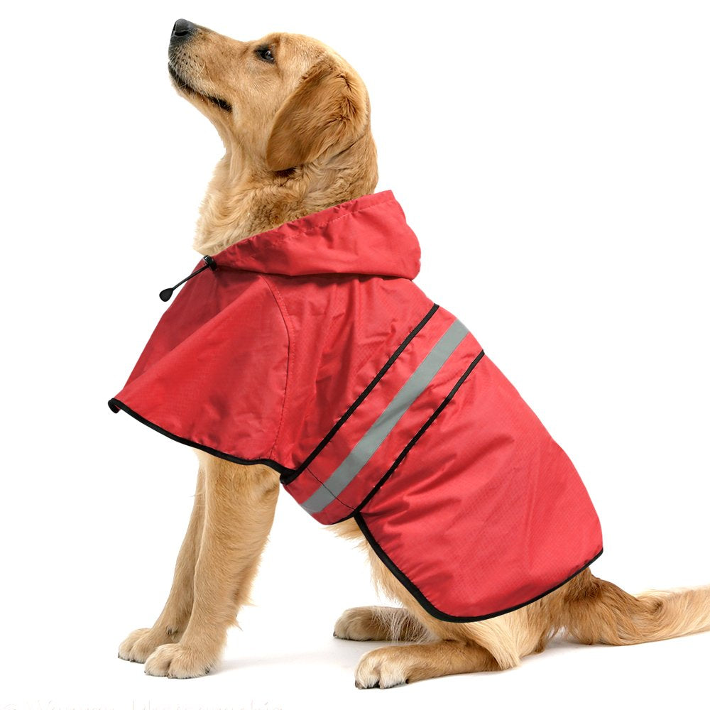 Bseen Dog Raincoat Hooded - Waterproof Reflective Pet Rain Jacket (Green, Large) Animals & Pet Supplies > Pet Supplies > Dog Supplies > Dog Apparel Dongguan Bison Sports Articles Co. Ltd. XL [Neck: 24.4"; Chest Girth: 22"-35"; Length: 25.5"] Red 