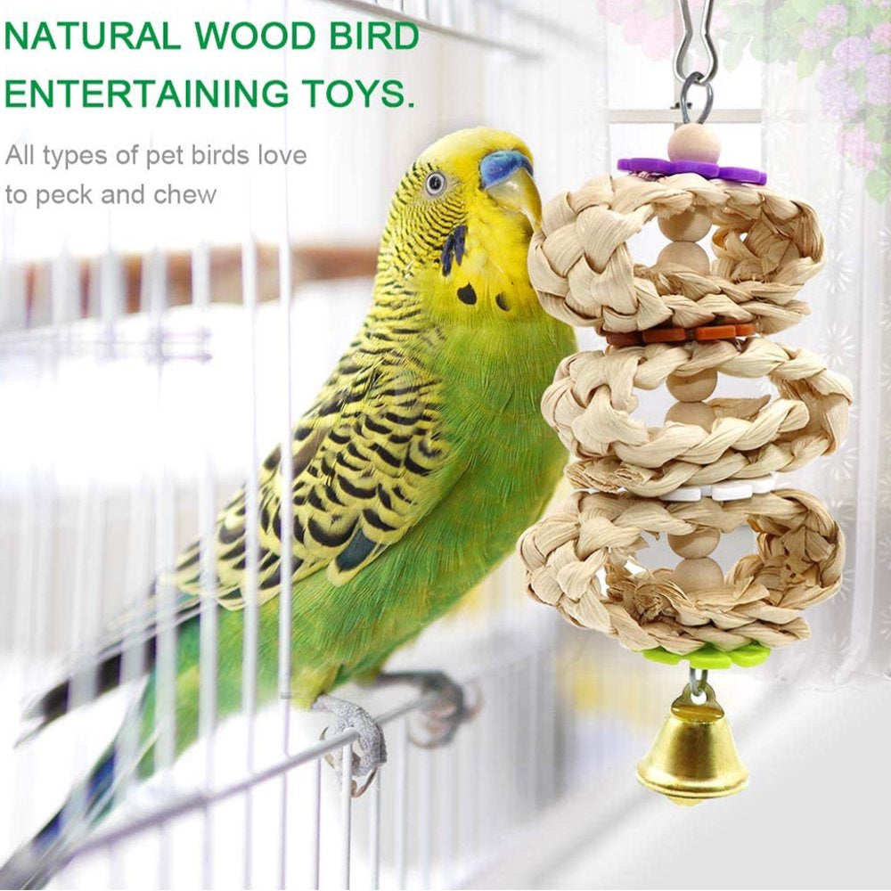 TONKBEEY 8Pcs/Set Bird Parrot Toys Wooden Hanging Swing Hammock Climbing Ladders Parakeet Cockatiels Perches Pet Supply Animals & Pet Supplies > Pet Supplies > Bird Supplies > Bird Ladders & Perches TONKBEEY   