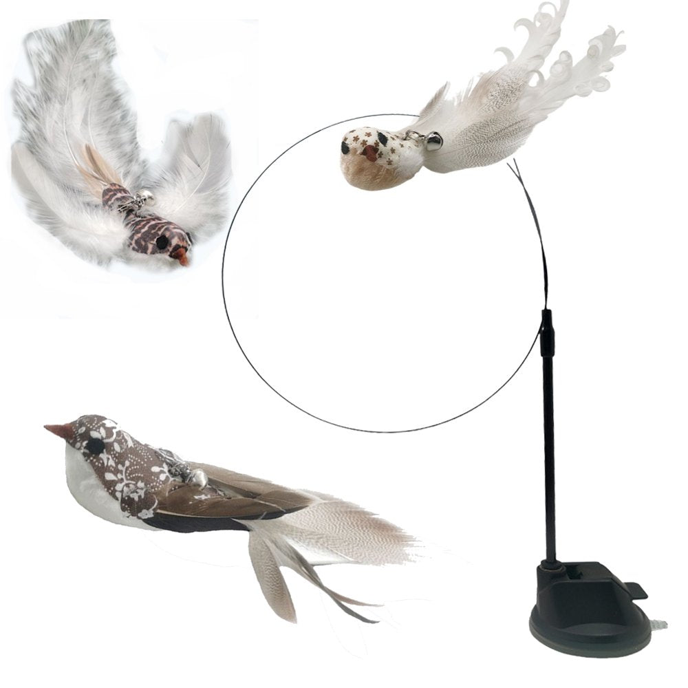 Simulation Bird interactive Cat Toy with Suction Cup Funny Feather Bird Cat  Stick Toy Kitten Play Chase Wand Toy Cat Supplies