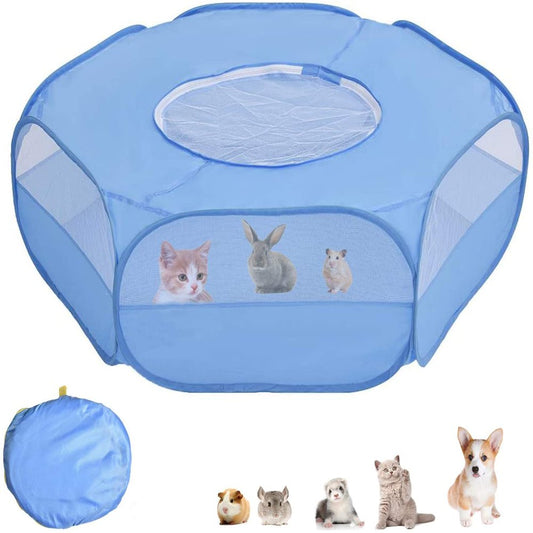 Feiling Small Animal Playpen, Waterproof Small Pet Cage Tent Portable Outdoor Exercise Yard Fence with Top Cover anti Escape Yard&Nbsp;Fenc Animals & Pet Supplies > Pet Supplies > Dog Supplies > Dog Kennels & Runs Feiling sky blue  