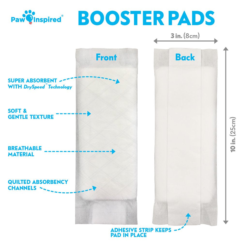 Paw Inspired 30Ct Dog Diaper Pads Diaper Liners Booster Pads | Add Absorbency to Male Dog Wraps Belly Bands and Female Dog Diapers Disposable and Washable| Puppy Doggie Cat Diapers Overnight Inserts Animals & Pet Supplies > Pet Supplies > Dog Supplies > Dog Diaper Pads & Liners Paw Inspired   