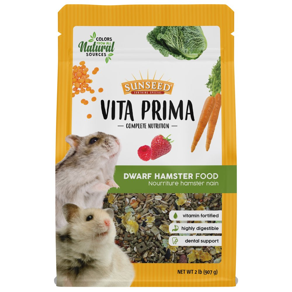Sunseed Vita Prima Dwarf Hamster Food - Dry Food for Dwarf Hamsterrs - Vitamin-Fortified with Essential Nutrients - Supports Healthy Digestion and Healthy Teeth Animals & Pet Supplies > Pet Supplies > Small Animal Supplies > Small Animal Food Vitakraft Sunseed   