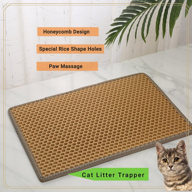 Goorabbit Durable Honeycomb Cat Litter Box Mat, Water Resistant, Traps Litter from Box, Helps to Waste Less Litter on Floors, Scatter Control, Double Layered, Soft on Cat Paws, Easy Clean Animals & Pet Supplies > Pet Supplies > Cat Supplies > Cat Litter Box Mats Goorabbit   