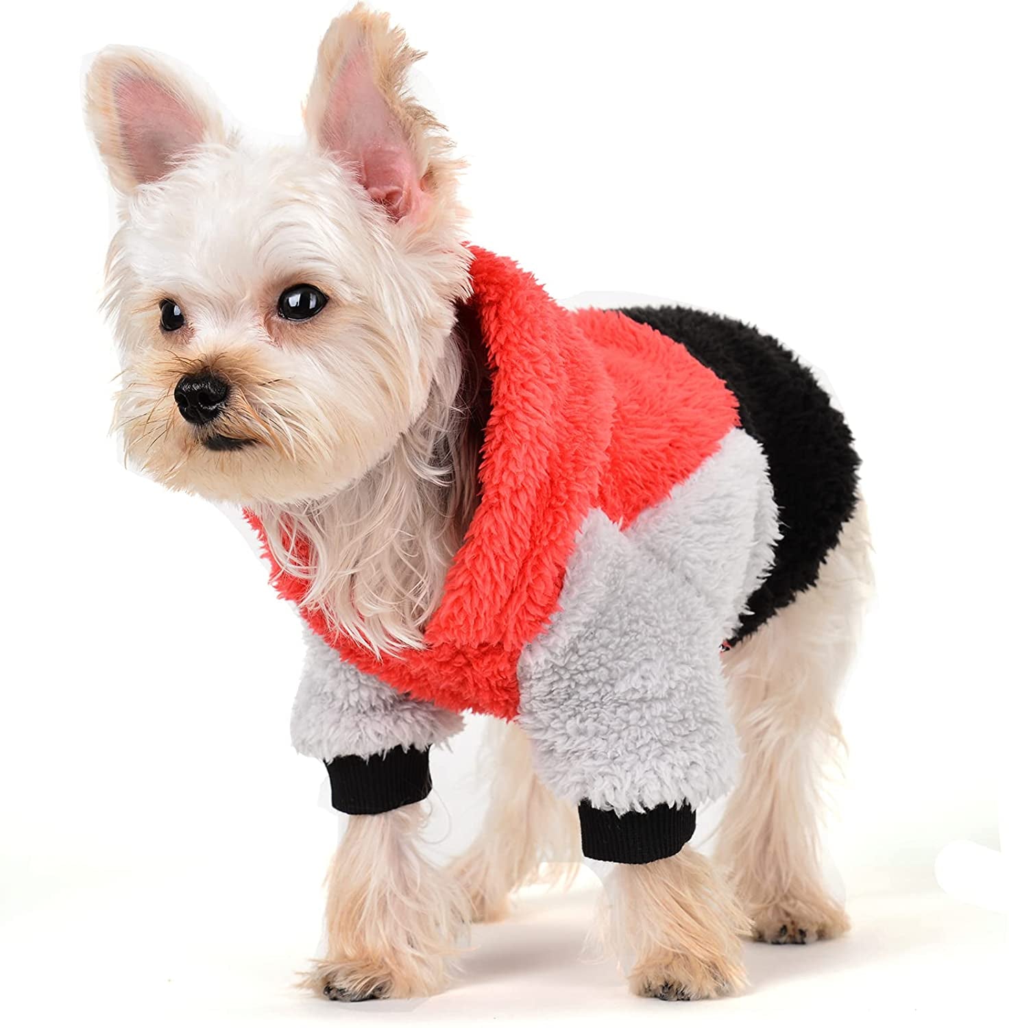 Small Dog Sweater,Fleece Dog Hoodie Sweater for Small Dog, Warm Fluffy Dog Winter Clothes for Chihuahua Yorkie,Teacup Dog, Pet Coat Doggie Sweatshirt,Cat Apparel Outfit (Small, Blue) Animals & Pet Supplies > Pet Supplies > Dog Supplies > Dog Apparel Yikeyo Red Black Small 