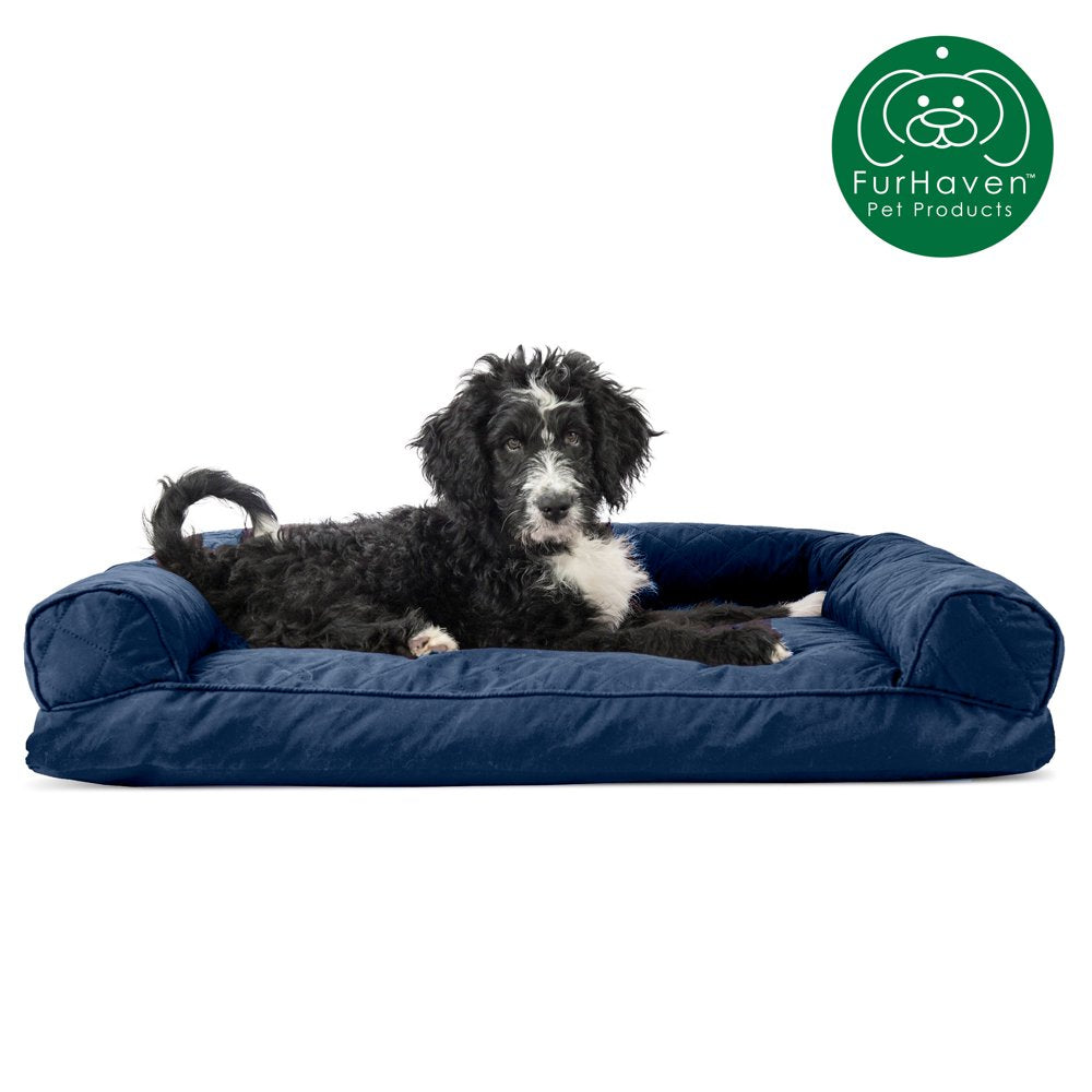 Furhaven Pet Products | Quilted Pillow Sofa Pet Bed for Dogs & Cats, Navy, Medium Animals & Pet Supplies > Pet Supplies > Cat Supplies > Cat Beds FurHaven Pet Products L Navy 