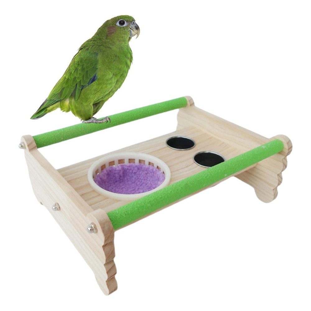 Perch Stand Birds Platform Tabletop Playstands W/ Bowl Cage Bed for Macaw Budgies Cockatiels Cockatoos Lovebird Cage Accessories - Green Animals & Pet Supplies > Pet Supplies > Bird Supplies > Bird Cages & Stands perfeclan   