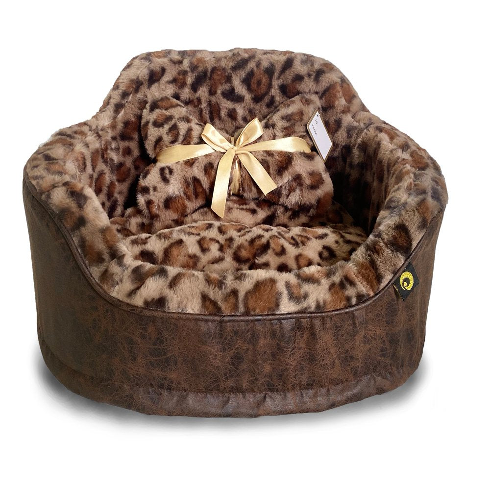 Precious Tails Leopard Princess Cat Dog Bed - O/S Animals & Pet Supplies > Pet Supplies > Cat Supplies > Cat Beds Precious Tails Brown  