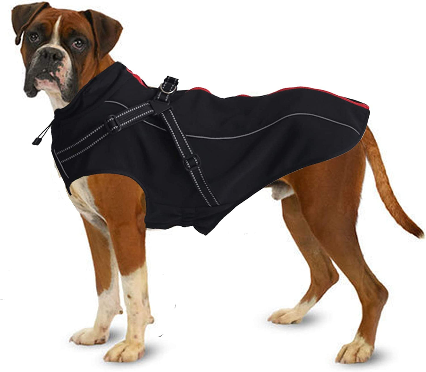 Lifeunion Dog Jacket with Harness, Reflective Strips, Waterproof Dog Vest for Medium Large Dogs, Warm Dog Sport Winter Coat with High Neckline Collar (XL, Red) Animals & Pet Supplies > Pet Supplies > Dog Supplies > Dog Apparel Lessbad Black Large 