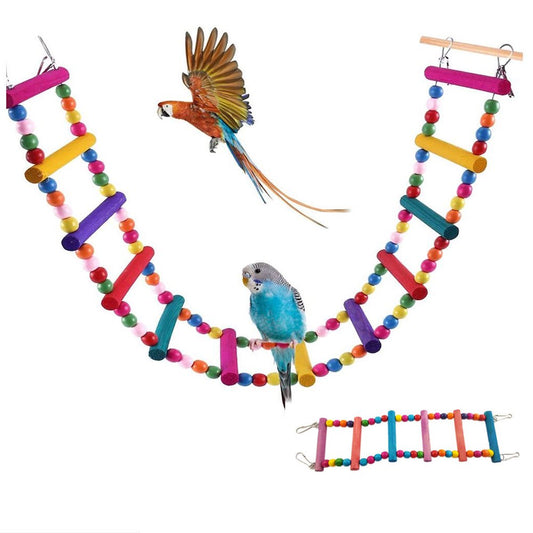 Pet Enjoy Bird Parrot Toys,Colorful Step Ladder Swing Bridge for Pet Trainning Playing,Flexible Birds Cage Accessories Toys for Cockatiel Conure Parakeet Animals & Pet Supplies > Pet Supplies > Bird Supplies > Bird Toys Pet Enjoy 31cm/12.2inch  