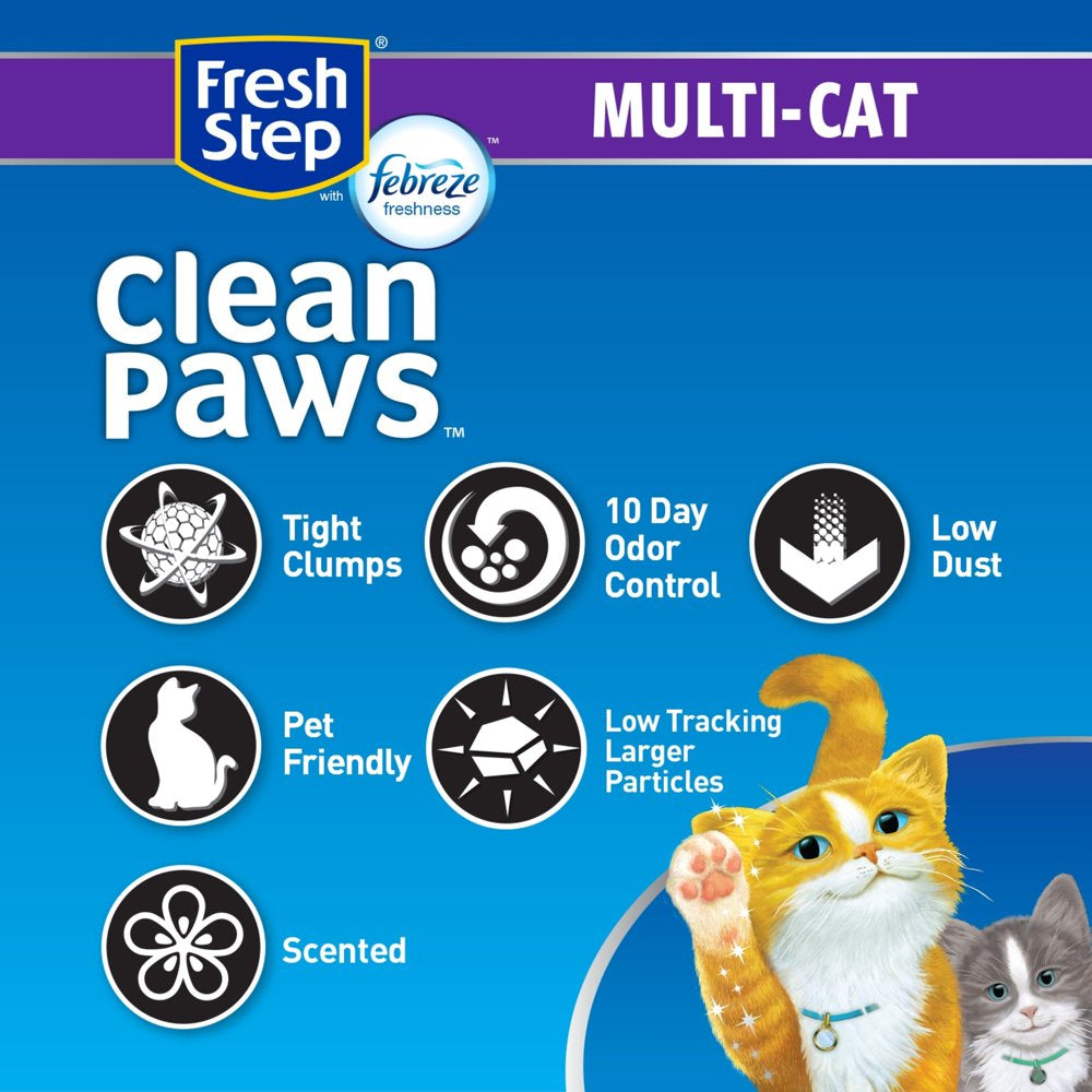 Fresh Step Clean Paws Multi-Cat Scented Litter with the Power of Febreze, Clumping Cat Litter, 22.5 Lbs