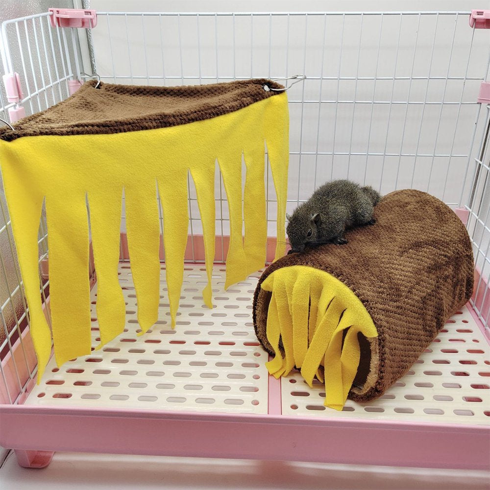 Guinea Pig Hideout Cave with Curtain and Swing with Curtain, Hamster Hideaway Tunnel, Small Animals Cage Accessories Sleeping Habitats Animals & Pet Supplies > Pet Supplies > Small Animal Supplies > Small Animal Habitats & Cages Eyourlife   