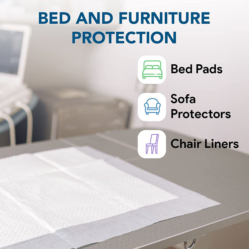 Disposable Incontinence Bed Pads 23" X 36", 15 Pack - Heavy Absorbent Chux Underpads with Fluff Core - Leak Proof Poly Backing, Non-Woven Top Sheet - Overnight Moisture and Odor Lock Animals & Pet Supplies > Pet Supplies > Dog Supplies > Dog Diaper Pads & Liners Home Décor   